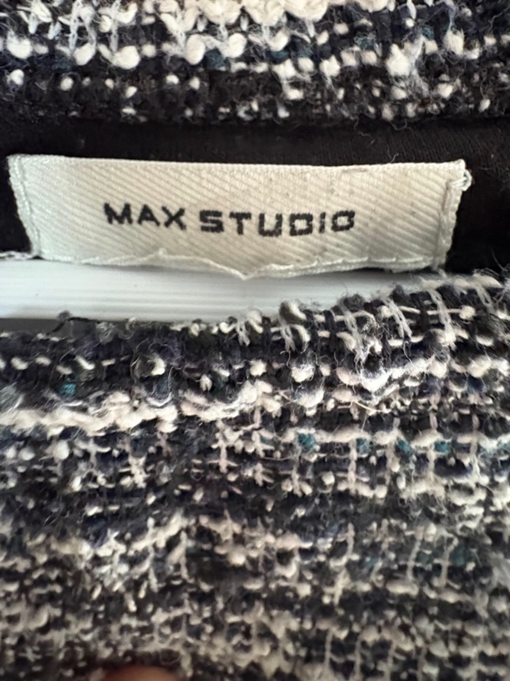 MAX STUDIO Tweed Skirt – Black & Cream Textured | Classic Chic/ Mod